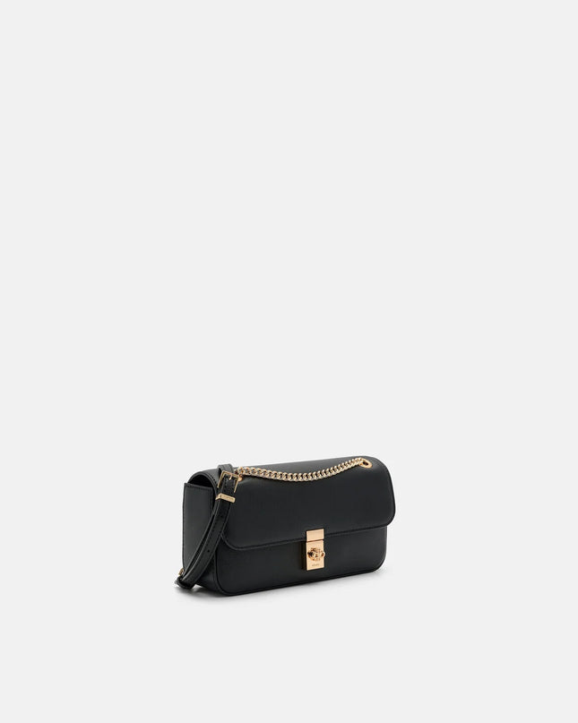 Farida Leather Mini Shoulder Bag - Black