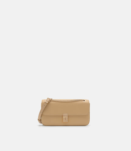 Farida Leather Mini Shoulder Bag - Nude