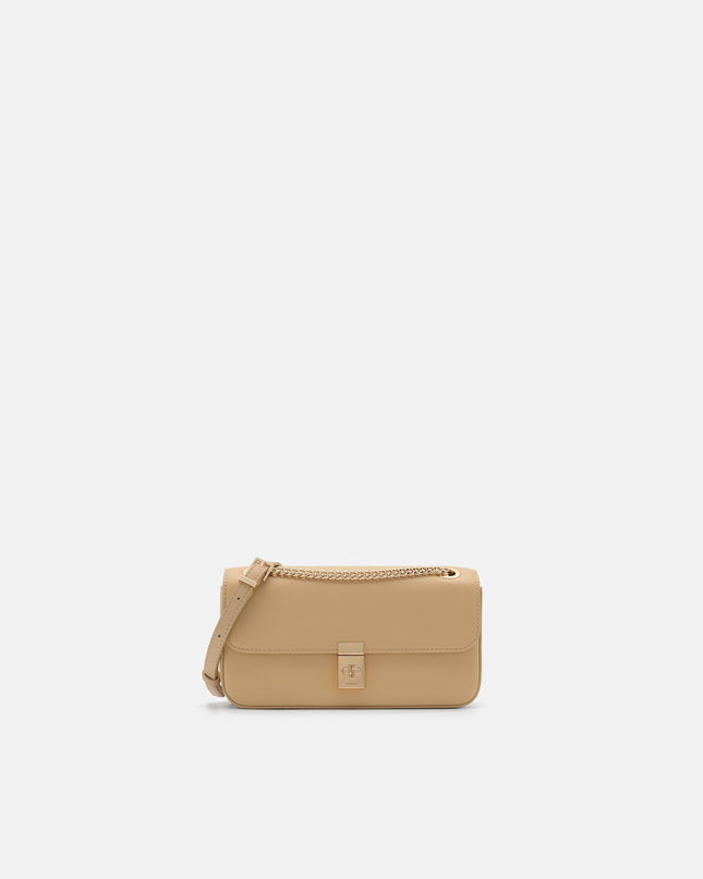 Farida Leather Mini Shoulder Bag - Nude