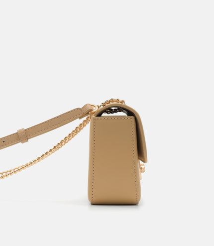 Farida Leather Mini Shoulder Bag - Nude