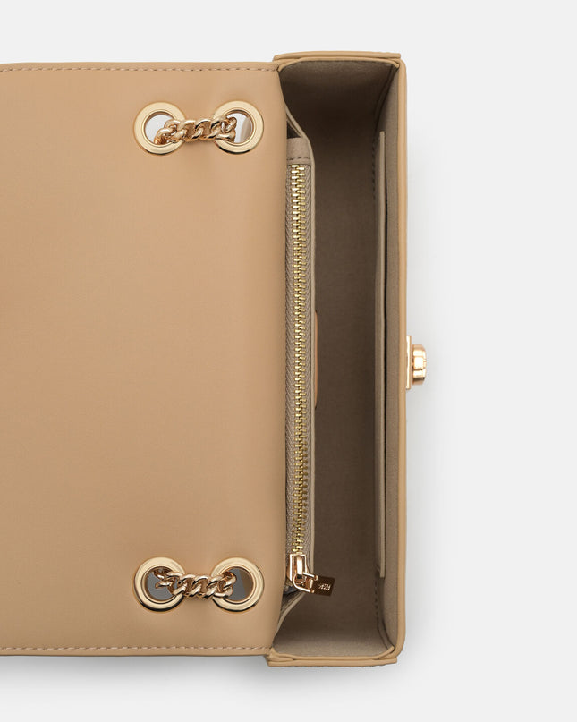 Farida Leather Mini Shoulder Bag - Nude