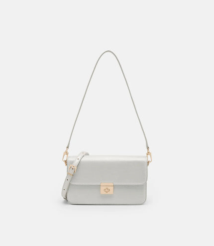 Cameo Leather Shoulder Bag - Silver