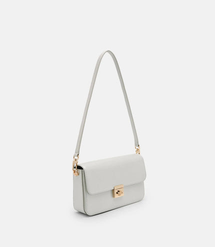 Cameo Leather Shoulder Bag - Silver