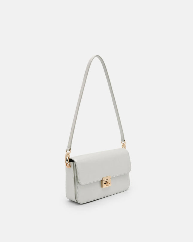Cameo Leather Shoulder Bag - Silver