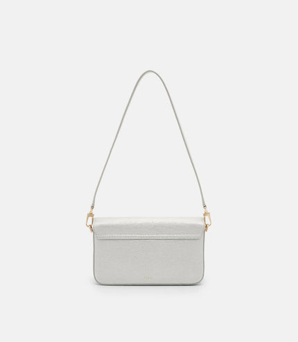 Cameo Leather Shoulder Bag - Silver