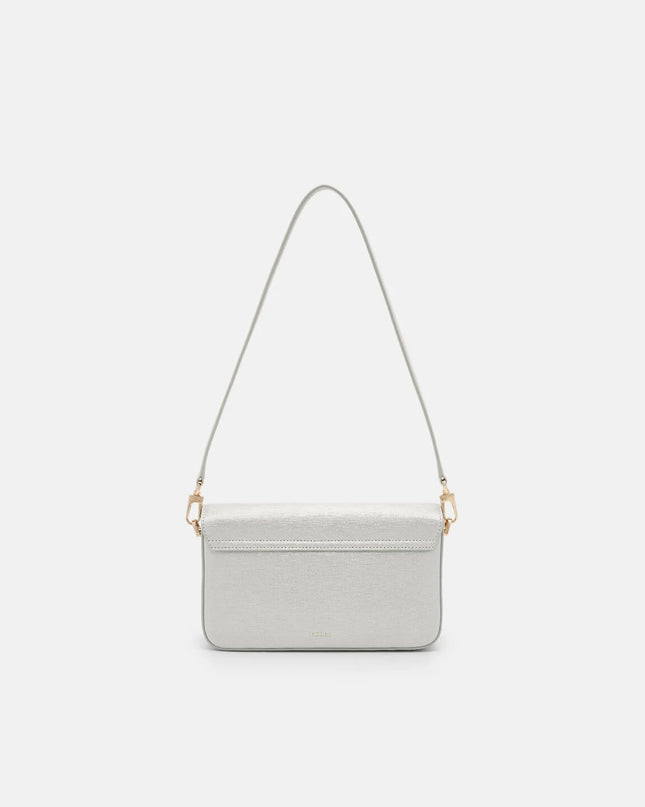 Cameo Leather Shoulder Bag - Silver