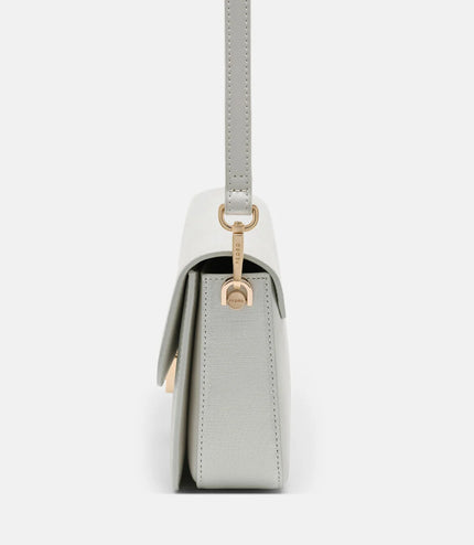 Cameo Leather Shoulder Bag - Silver