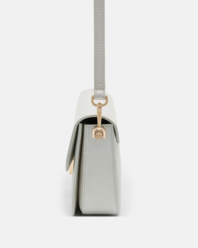 Cameo Leather Shoulder Bag - Silver