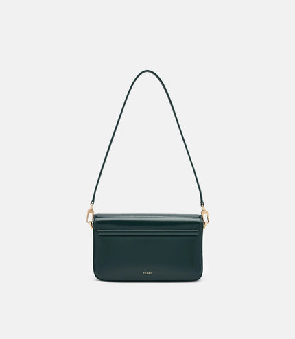 Cameo Leather Shoulder Bag -Dark Green