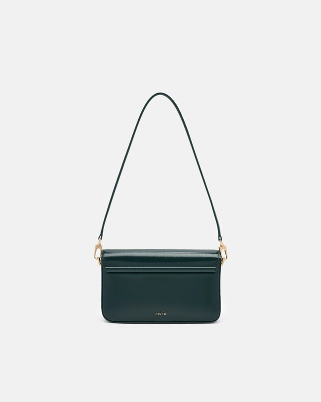 Cameo Leather Shoulder Bag -Dark Green