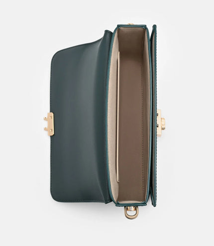 Cameo Leather Shoulder Bag -Dark Green