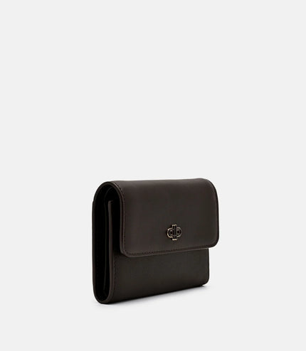 Leather Tri-Fold Wallet - Dark Brown