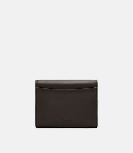 Leather Tri-Fold Wallet - Dark Brown