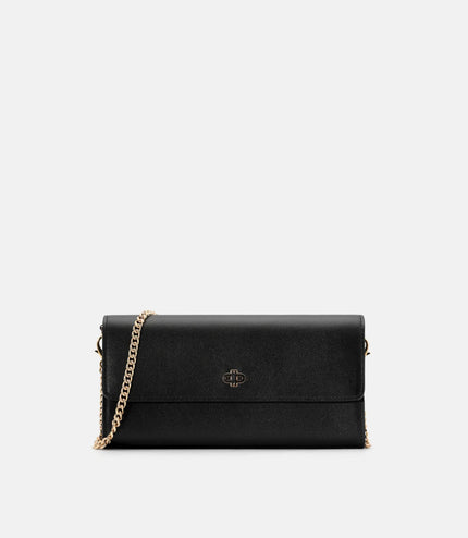 Leather Icon Bi-Fold Long Wallet - Black