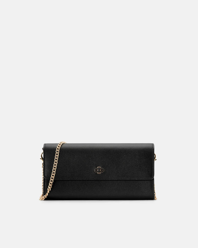 Leather Icon Bi-Fold Long Wallet - Black