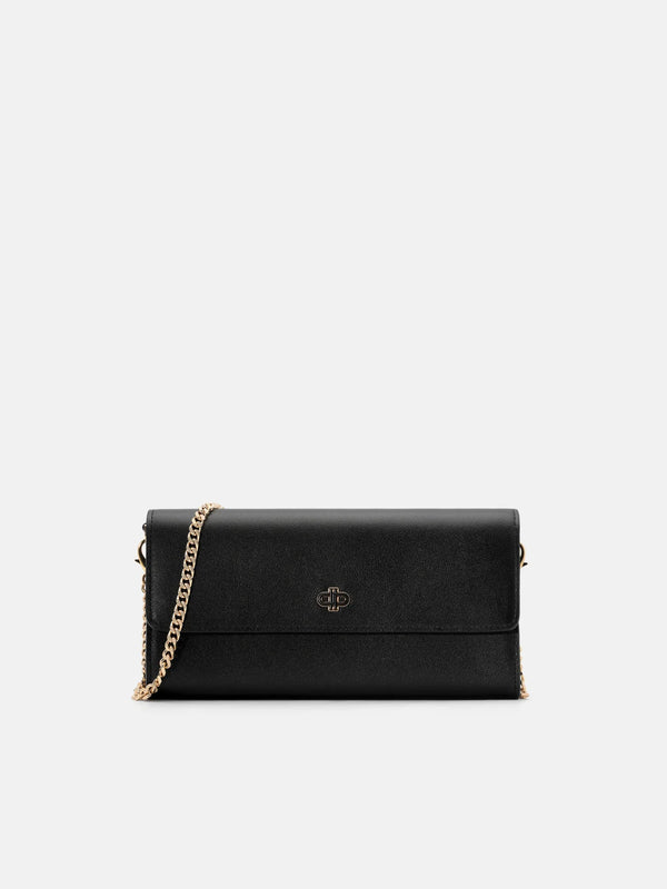 Leather Icon Bi-Fold Long Wallet - Black