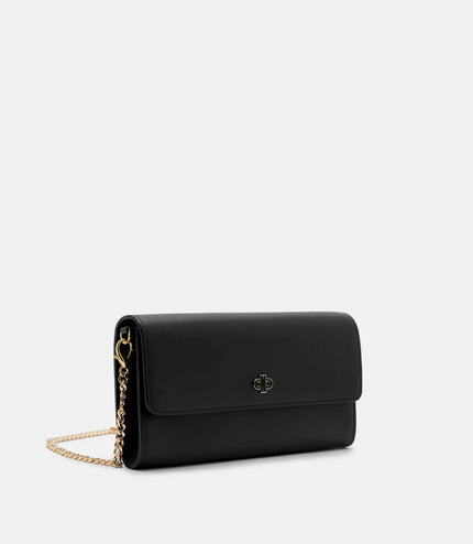 Leather Icon Bi-Fold Long Wallet - Black