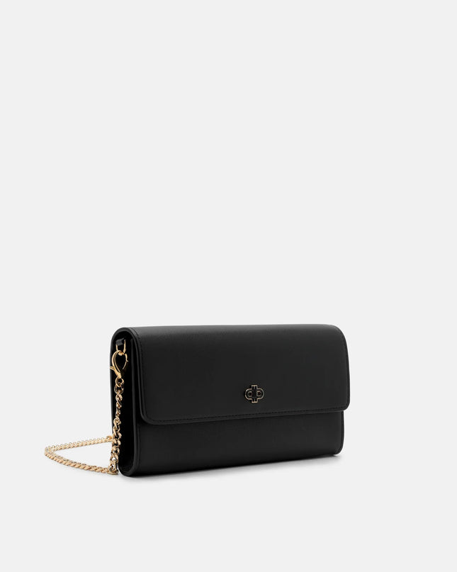 Leather Icon Bi-Fold Long Wallet - Black