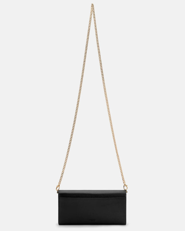 Leather Icon Bi-Fold Long Wallet - Black