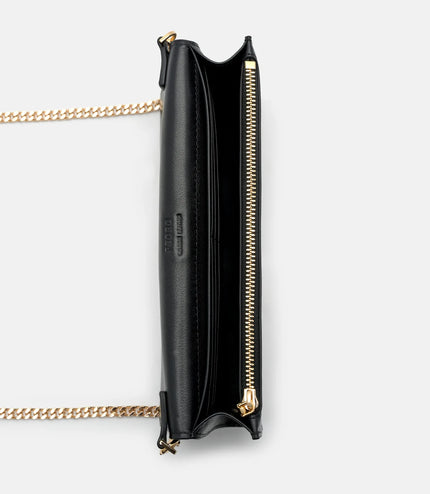 Leather Icon Bi-Fold Long Wallet - Black