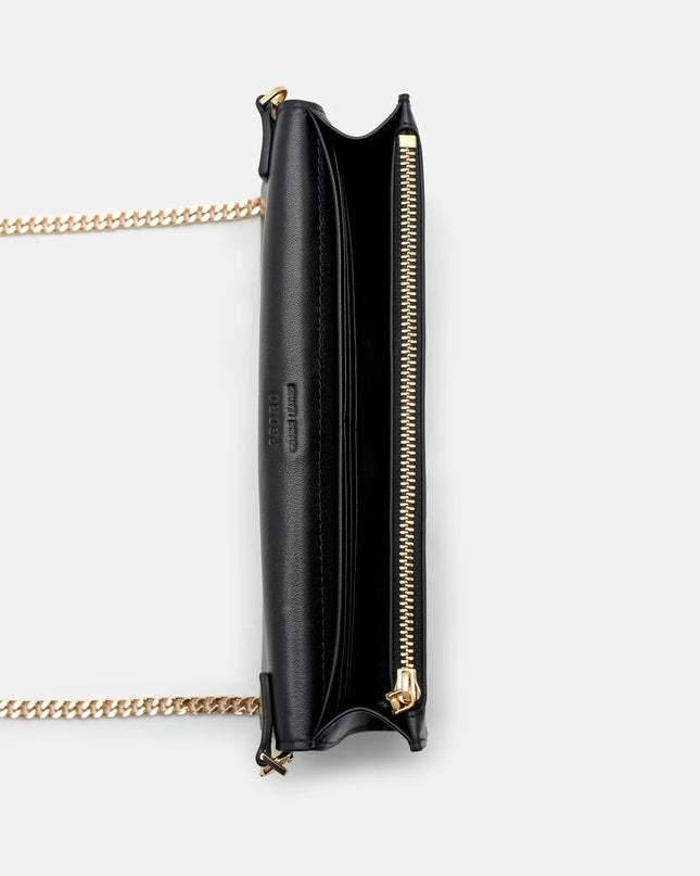 Leather Icon Bi-Fold Long Wallet - Black