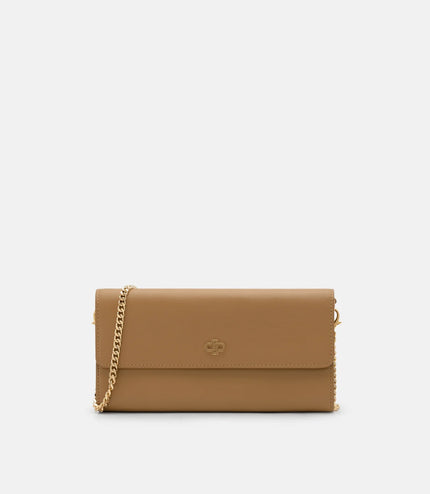 Leather Icon Bi-Fold Long Wallet - Camel
