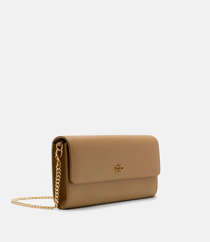 Leather Icon Bi-Fold Long Wallet - Camel