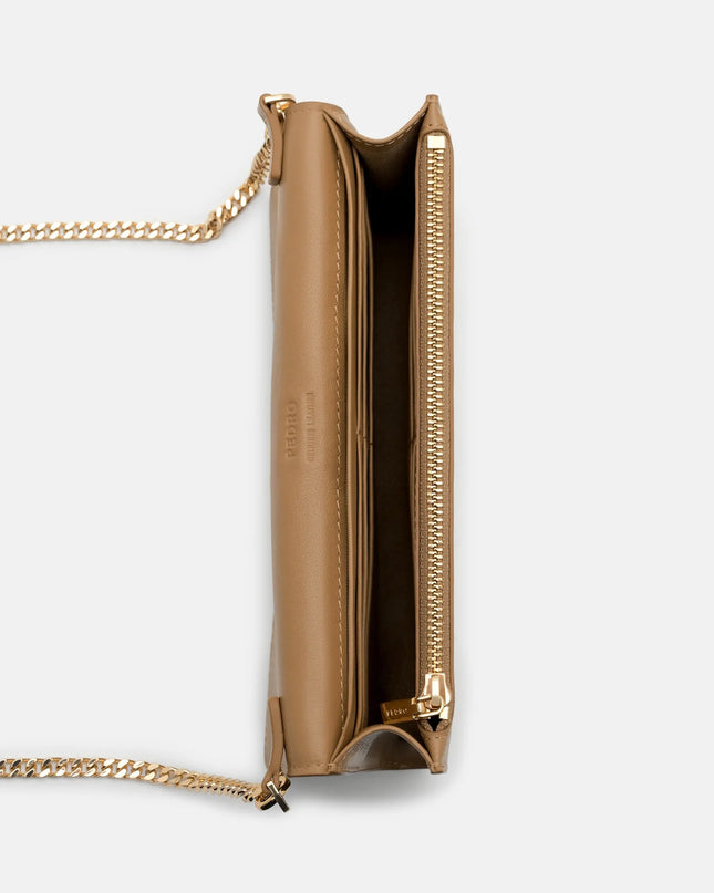 Leather Icon Bi-Fold Long Wallet - Camel