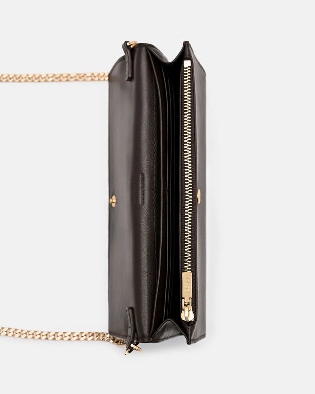 Leather Icon Bi-Fold Long Wallet - Brown