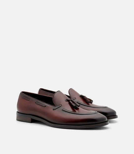 Leather Tassel Loafers - Brown Burnish
