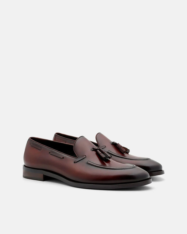 Leather Tassel Loafers - Brown Burnish