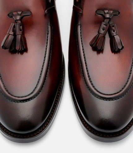 Leather Tassel Loafers - Brown Burnish