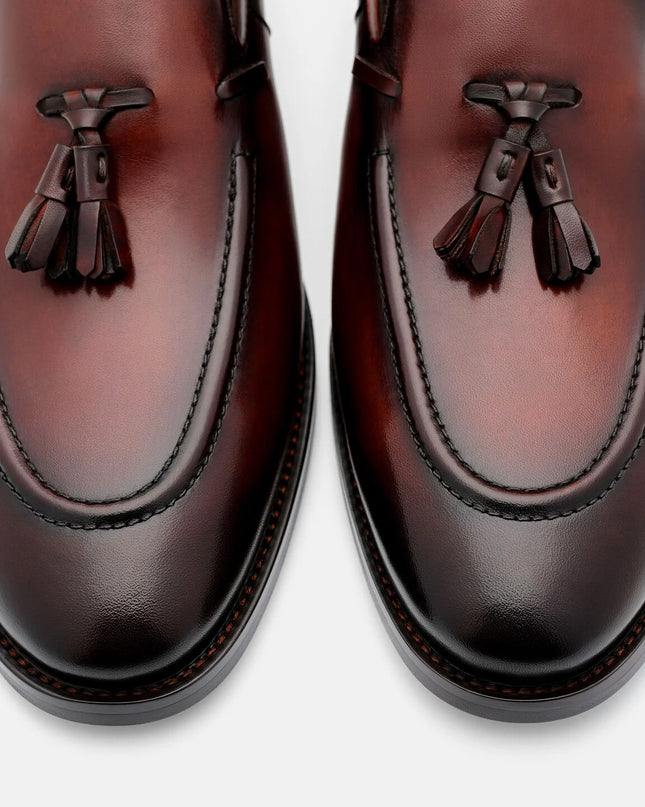 Leather Tassel Loafers - Brown Burnish