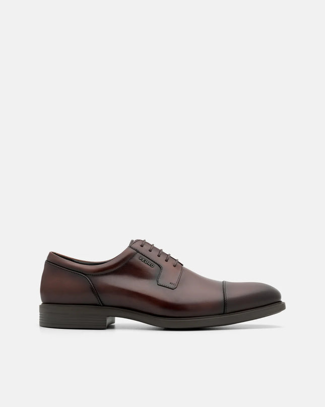 Altitude Lightweight Leather Derby Shoes - Brown Burnish