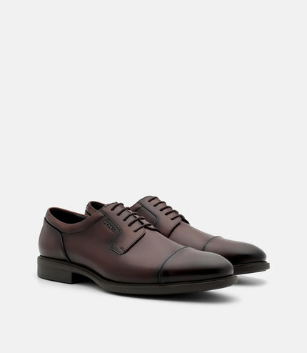 Altitude Lightweight Leather Derby Shoes - Brown Burnish