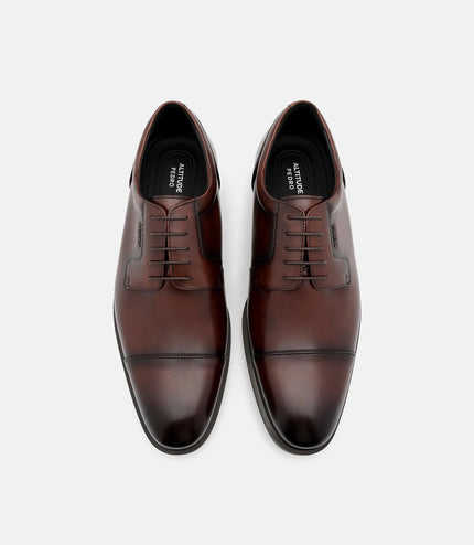 Altitude Lightweight Leather Derby Shoes - Brown Burnish