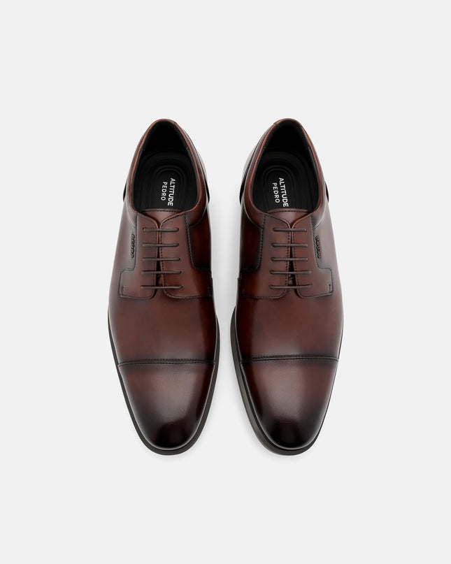 Altitude Lightweight Leather Derby Shoes - Brown Burnish