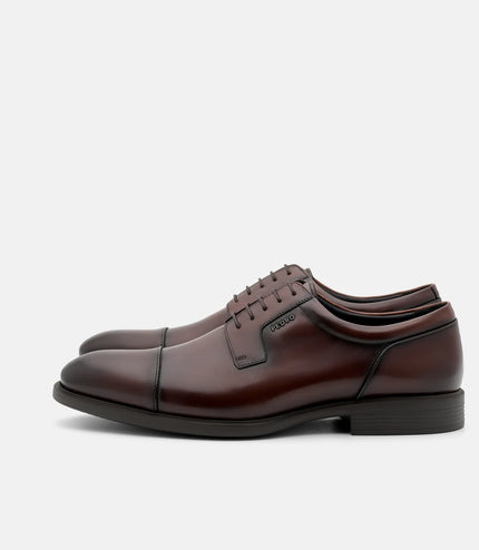 Altitude Lightweight Leather Derby Shoes - Brown Burnish