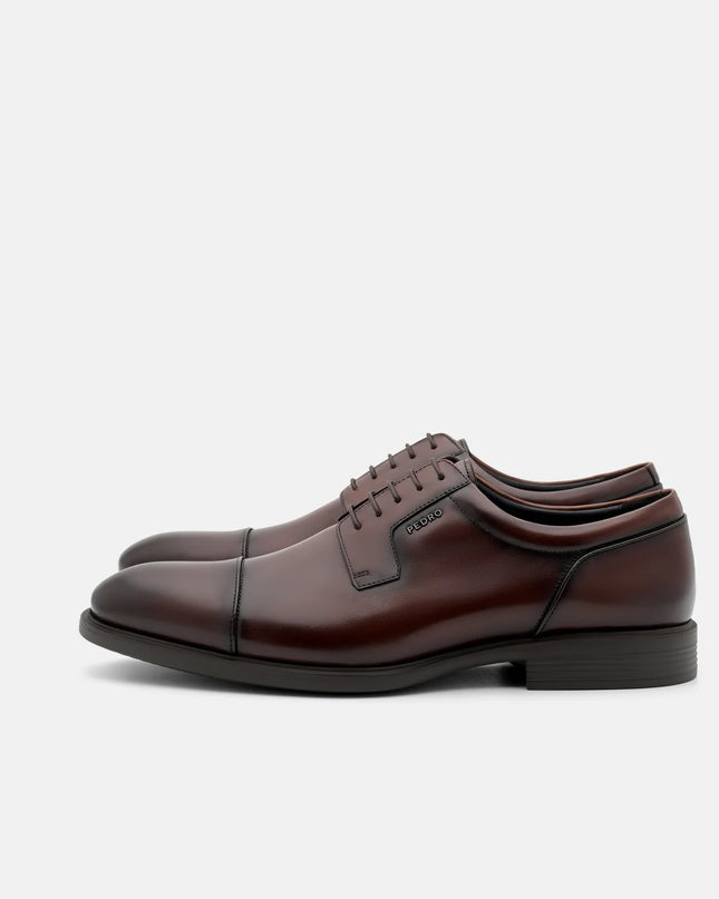 Altitude Lightweight Leather Derby Shoes - Brown Burnish