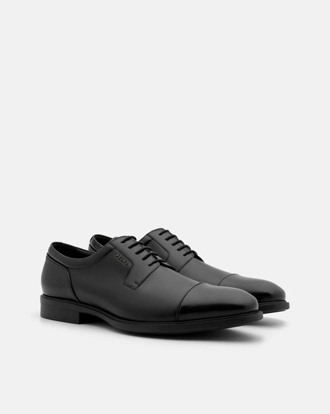 Altitude Lightweight Leather Derby Shoes - Black Burnish