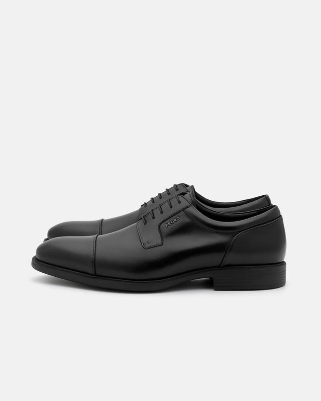 Altitude Lightweight Leather Derby Shoes - Black Burnish