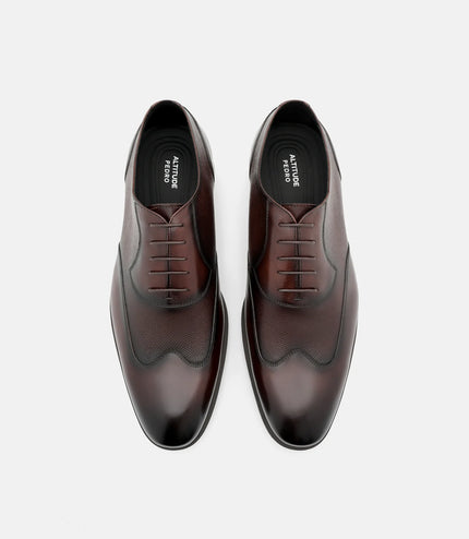 Altitude Lightweight Leather Oxford Shoes - Brown Embossed