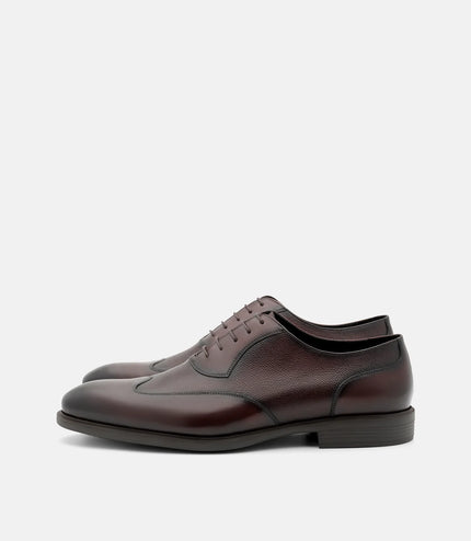 Altitude Lightweight Leather Oxford Shoes - Brown Embossed