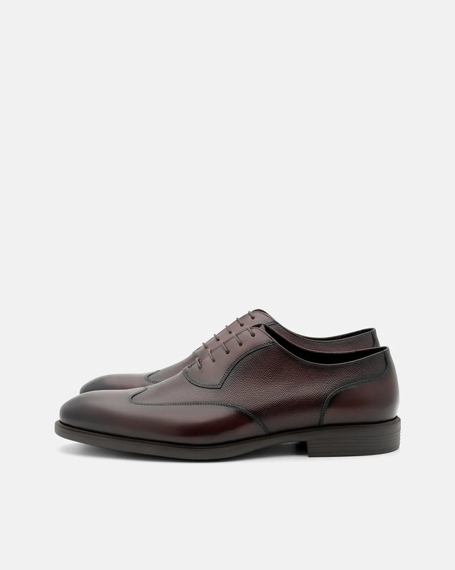 Altitude Lightweight Leather Oxford Shoes - Brown Embossed