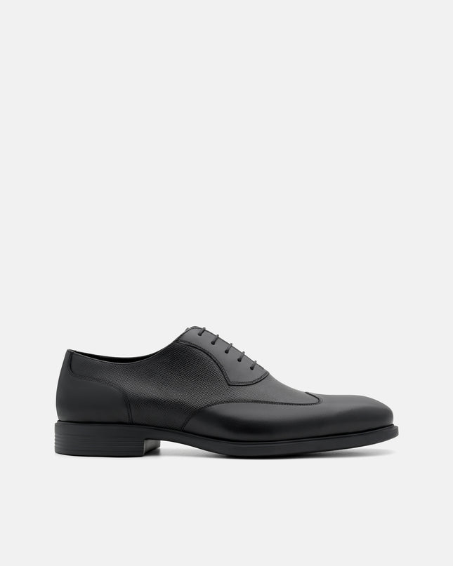 Altitude Lightweight Leather Oxford Shoes - Black Embossed