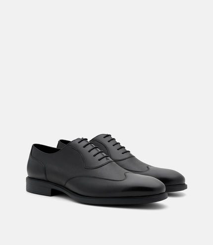 Altitude Lightweight Leather Oxford Shoes - Black Embossed