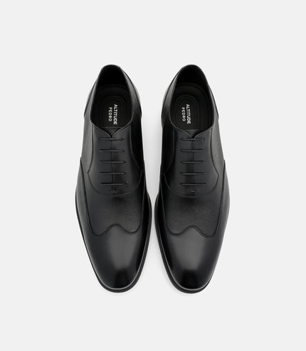 Altitude Lightweight Leather Oxford Shoes - Black Embossed