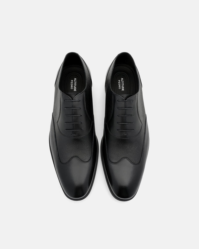 Altitude Lightweight Leather Oxford Shoes - Black Embossed