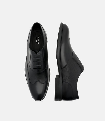 Altitude Lightweight Leather Oxford Shoes - Black Embossed