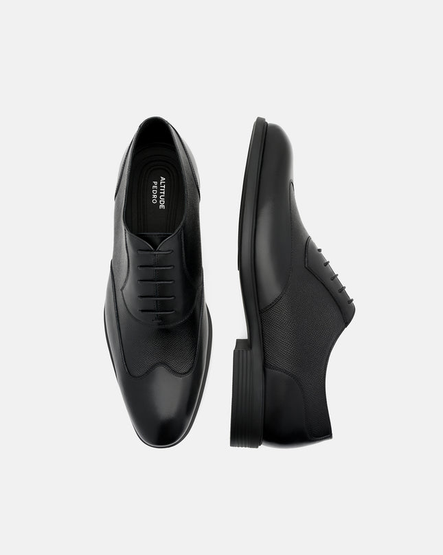 Altitude Lightweight Leather Oxford Shoes - Black Embossed